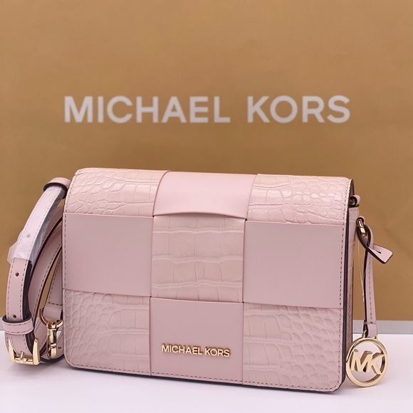 Michael Kors Mercer Small X-Body Clutch Crossbody Pink - Picture 1 of 10